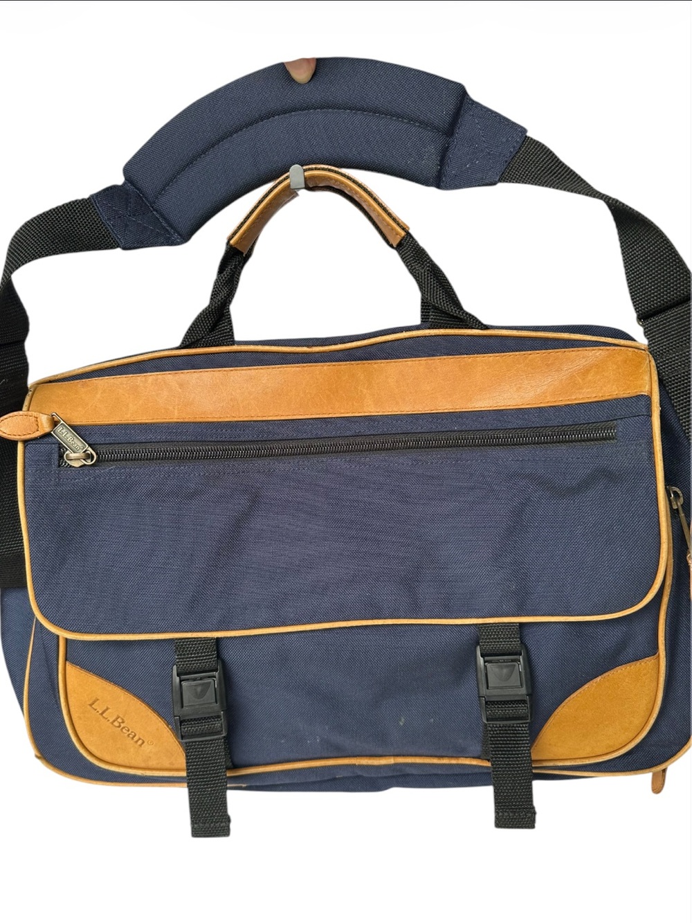 LL Bean Navy Sportsman's Deluxe Briefcase Bag Crossbody Travel